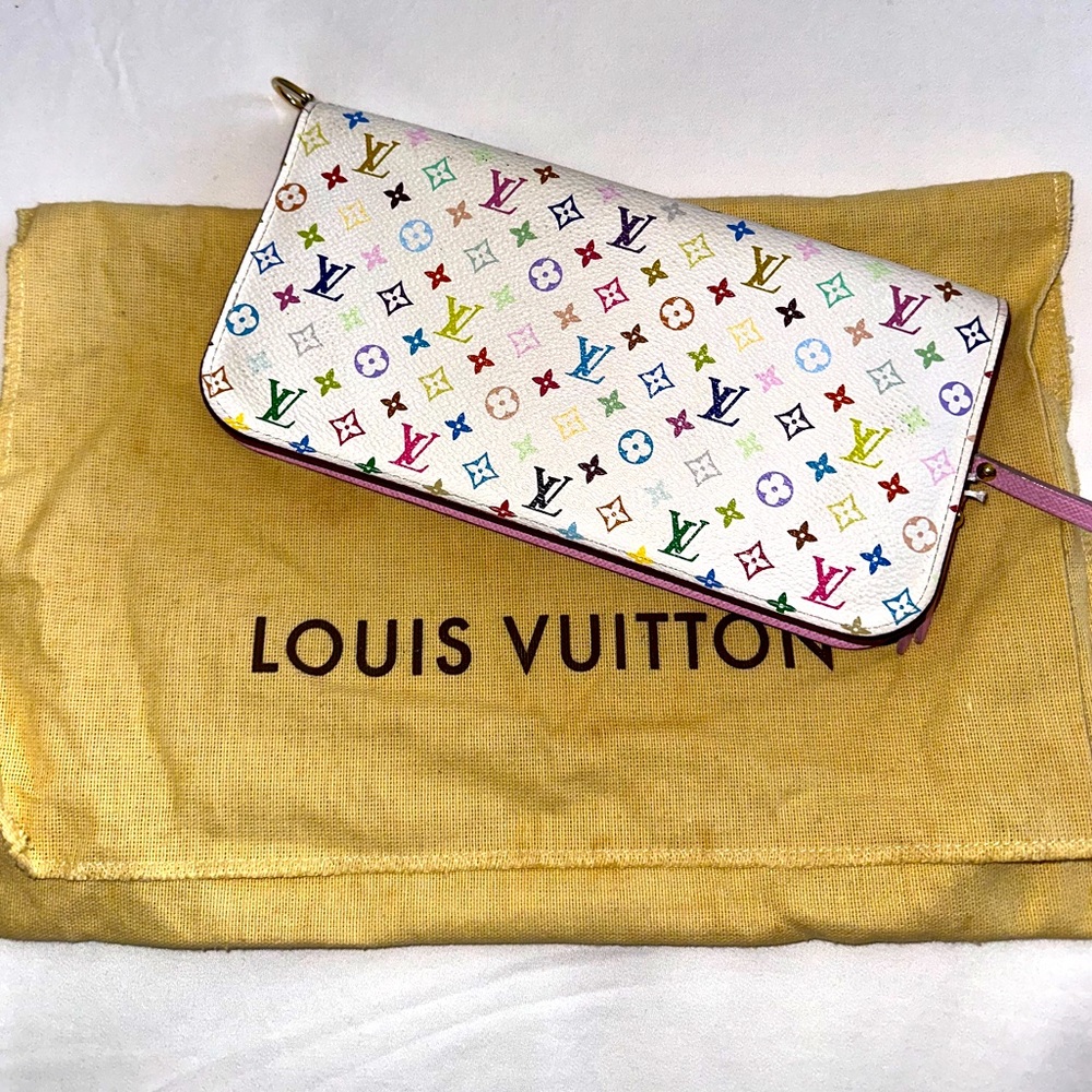 LOUIS VUITTON Monogram Multicolor Insolite Wallet in White and Litchi